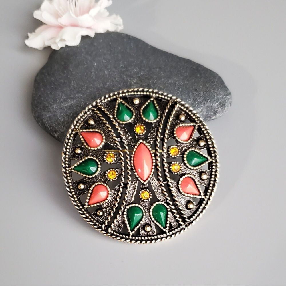 EMMONS VINTAGE BROOCH AND PENDANT LARGE SIGNED MARKED ON BACK SEE PICTURES - Picture 8 of 8
